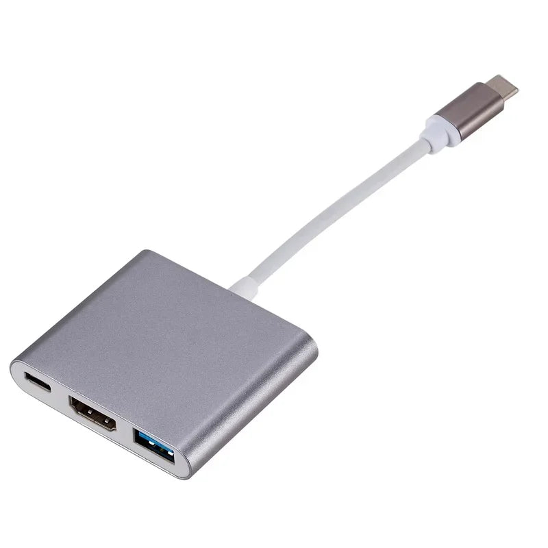 3-in-1 USB-C Hub with 4K HDMI Output, USB 3.0 Port & USB-C Power Delivery Adapter for Laptops, Tablets & Workstations