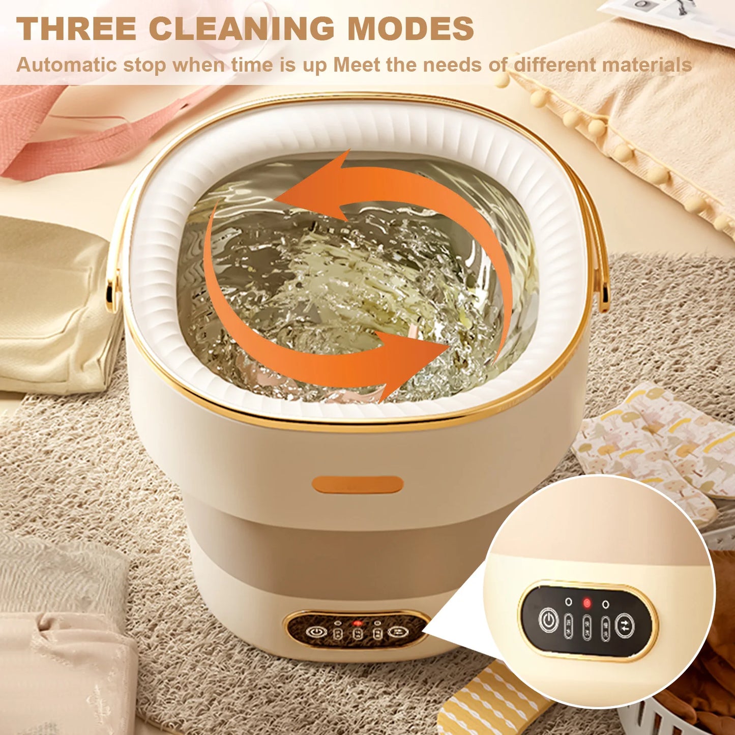 13L Portable Folding Washing Machine with Spin Dryer . Compact Mini Washer for Travel, Dorms & Apartments