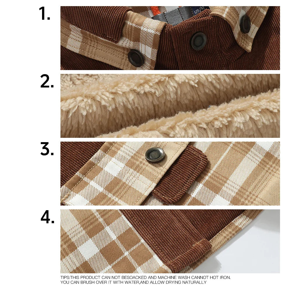 Men’s Sherpa Lined Plaid Bomber Jacket