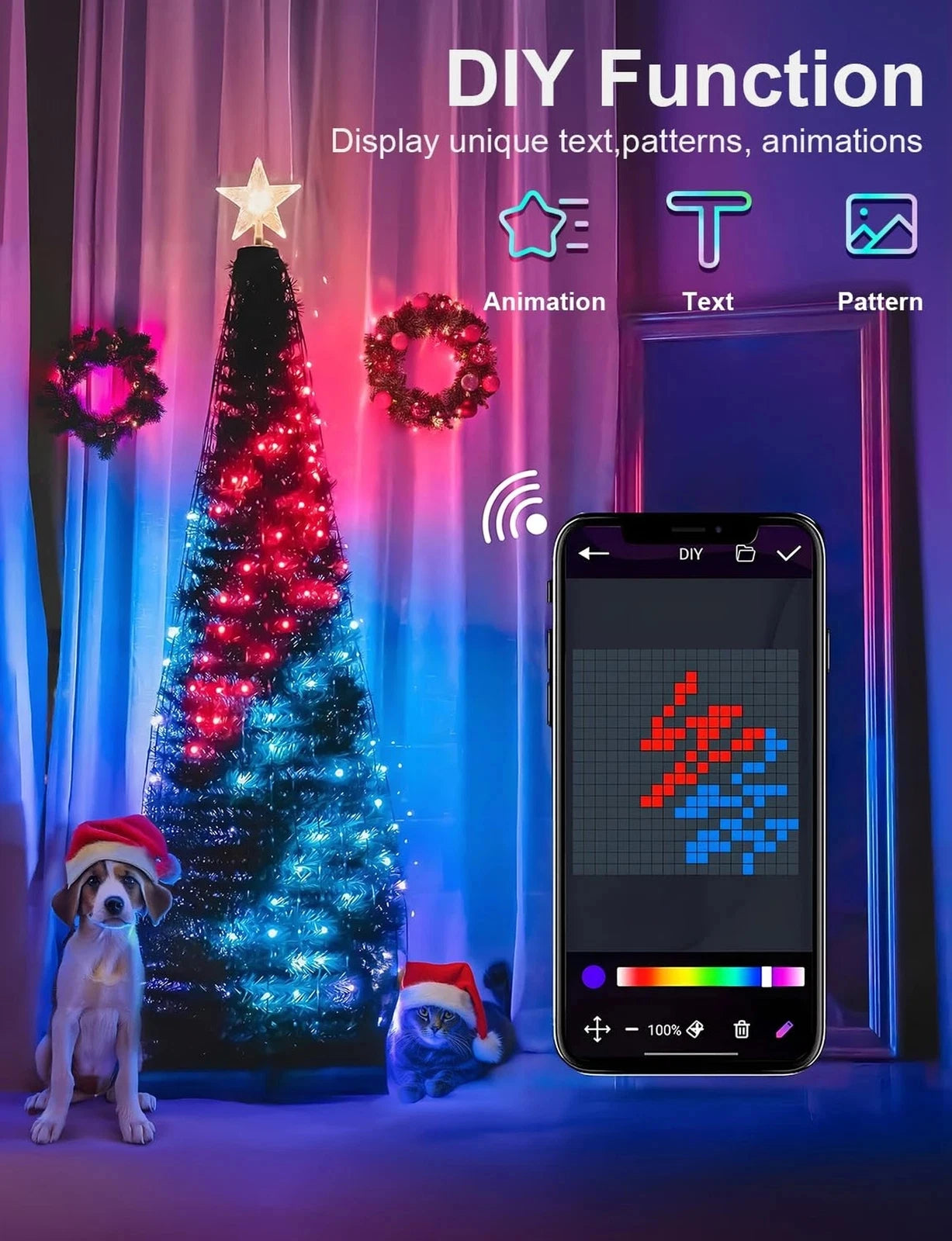 1.8/2.1M Smart RGB Fairy String Light Christmas Tree Light Bluetooth APP Control For Xmas tree Garland Decoration Festive Light