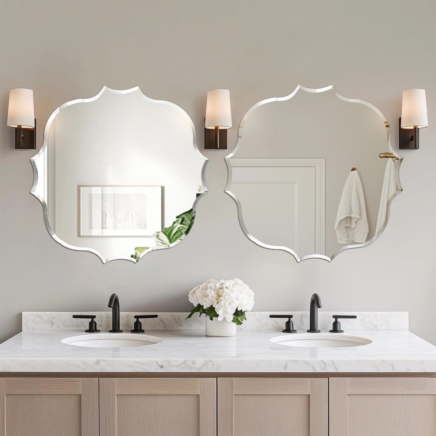 Wisfor Scalloped Edge Frameless Bathroom Wall Mirror