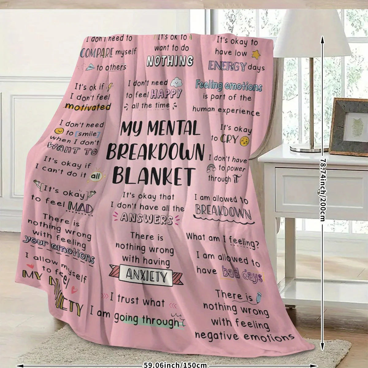 Funny Mental Breakdown Flannel Throw Blanket – Soft Cozy Knitted Style Blanket