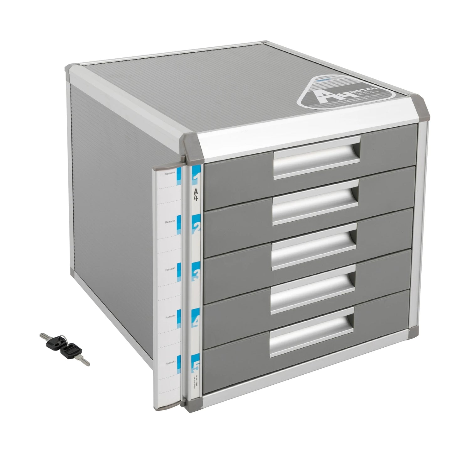 5 Drawer Locking File Organizer, A4 Document Storage Cabinet with Aluminum Alloy Frame, Secure Desktop Filing System for Home & Office  Description