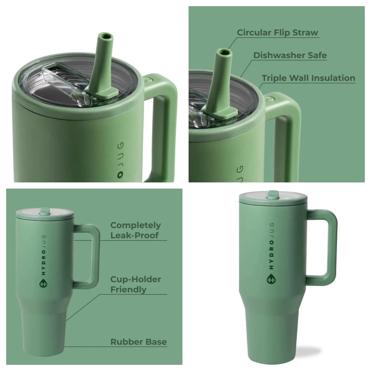 40 oz Insulated Travel Tumbler with Handle & Flip Straw .Leakproof Water Bottle for Travel, Work & Fitness