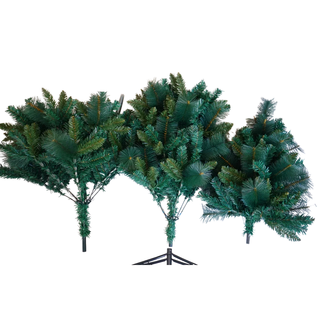 6FT Pop-Up Artificial Christmas Tree .PVC Mixed Branch Holiday Tree with Iron Stand