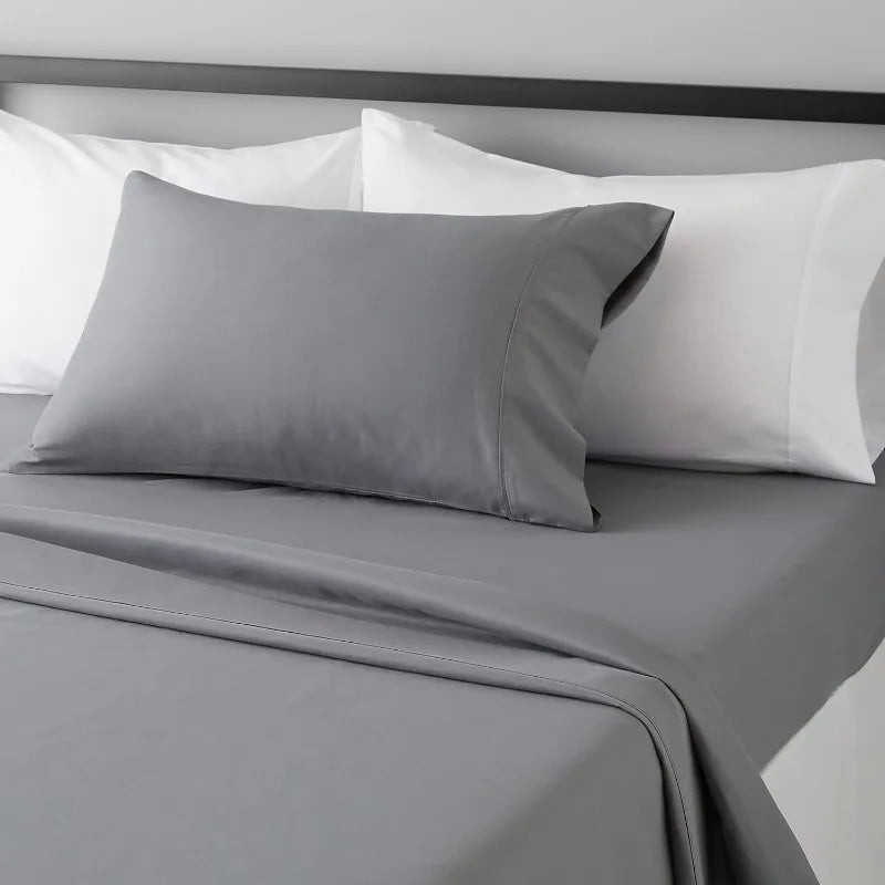 Twin XL Microfiber Bed Sheet Set Dark Gray 14 Inch Pockets