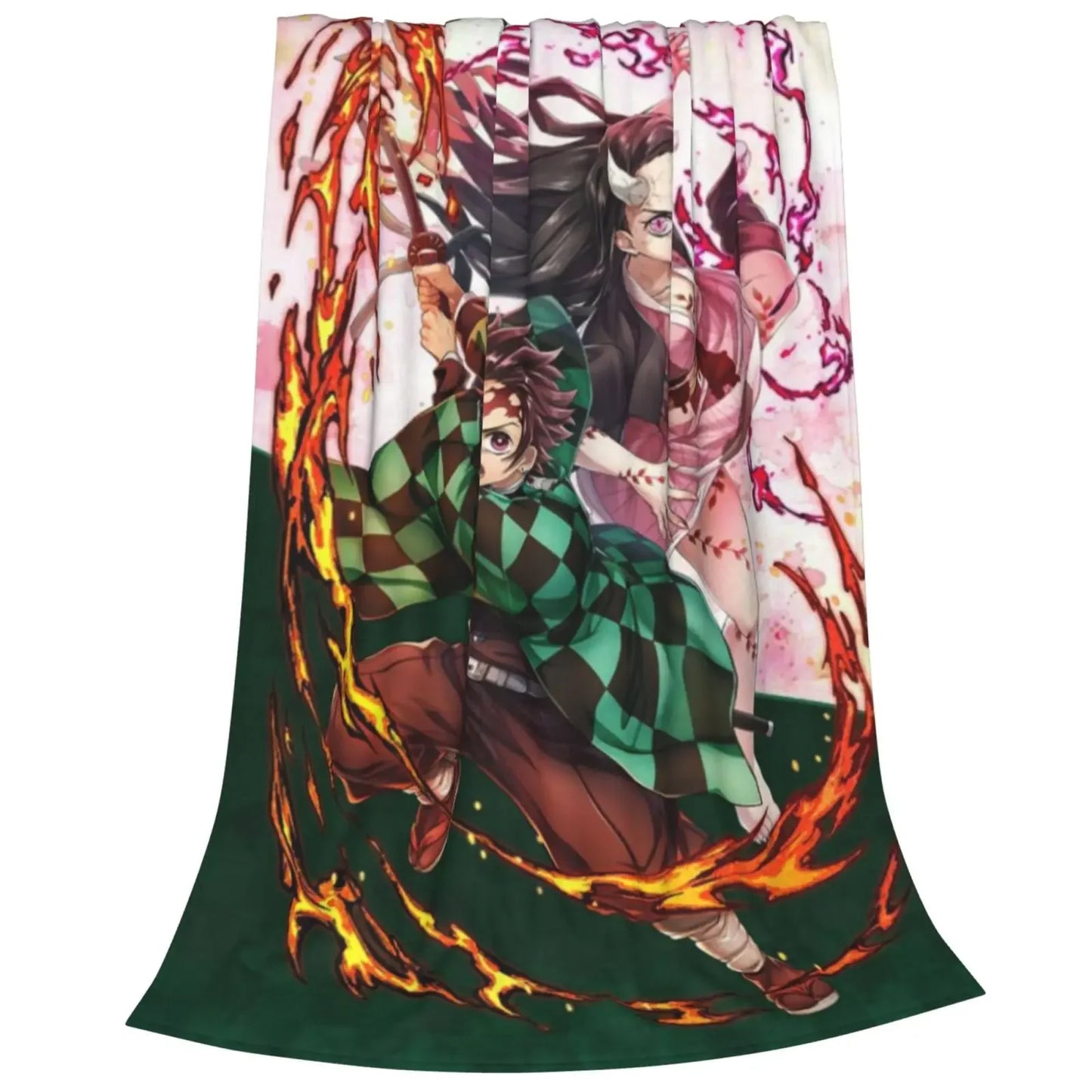 De mon Anime Slayer Flannel Blanket For Couch Sofa Bed,Japanese Cartoon Lightweight Blanket For Living Room,Naps,Dorm,All-Season