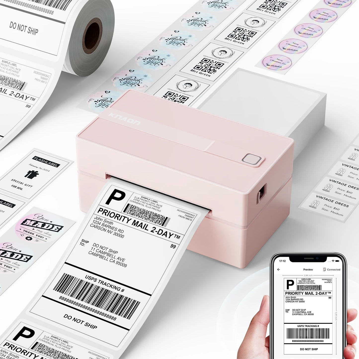 4x6 Wireless Thermal Shipping Label Printer for Small Business & Home Office