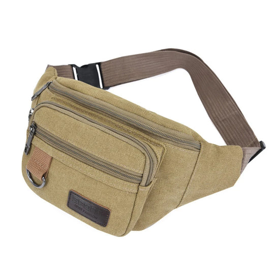 Canvas Crossbody Waist Bag with Adjustable Shoulder Strap