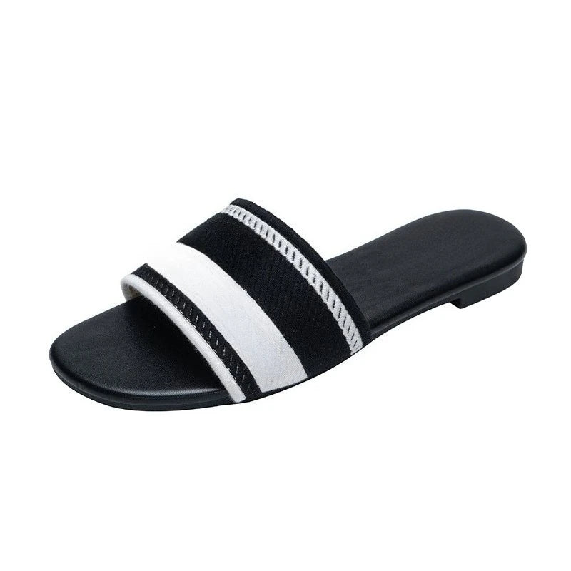 Women’s Genuine Leather Metal Accent Slide Sandals .Luxury European Style Slip-On Flats  Description:
