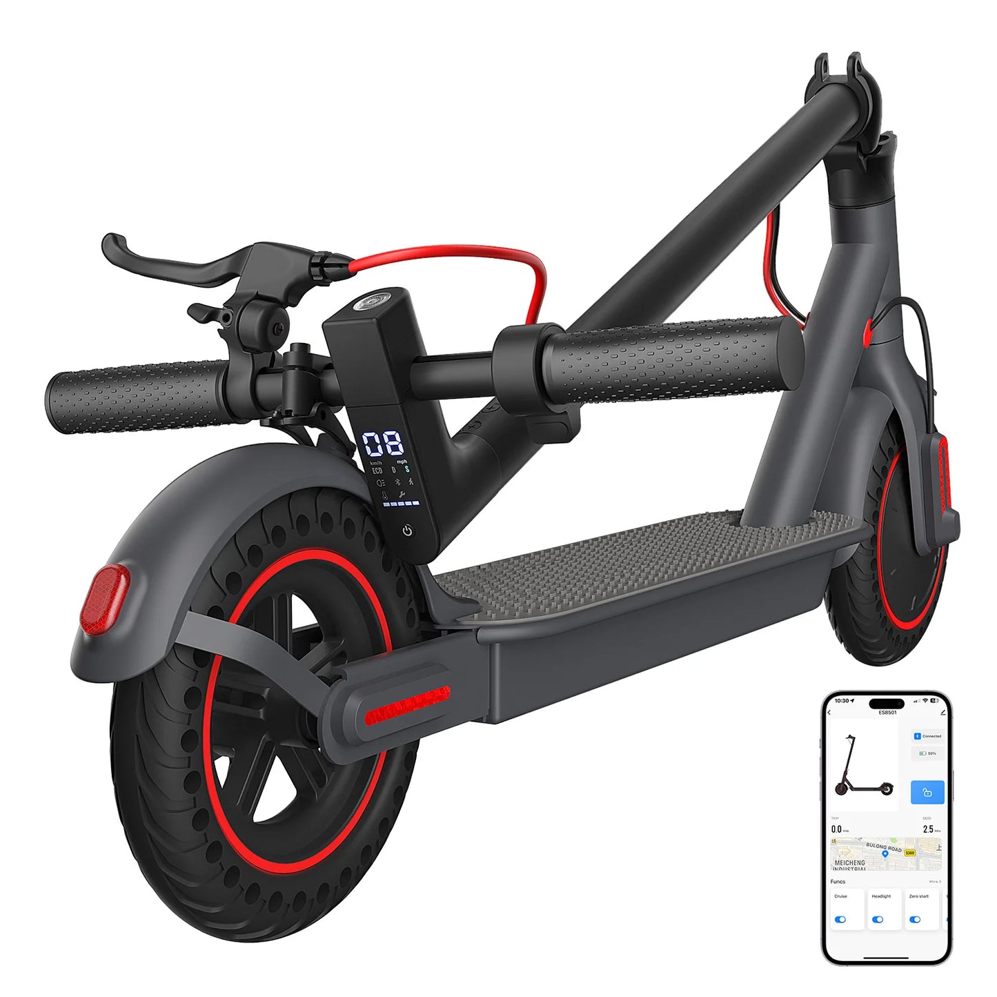 350W Folding Electric Scooter for Adults. Portable Commuter E-Scooter with 36V Battery & 8.5” Solid Tire