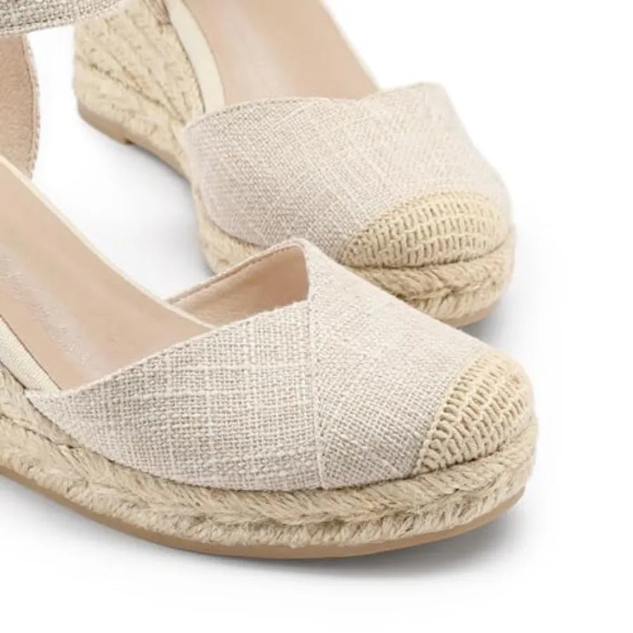 Women's Closed Toe Platform Sandals Summer Buckle Ankle Strap Espadrilles Wedge Sandals