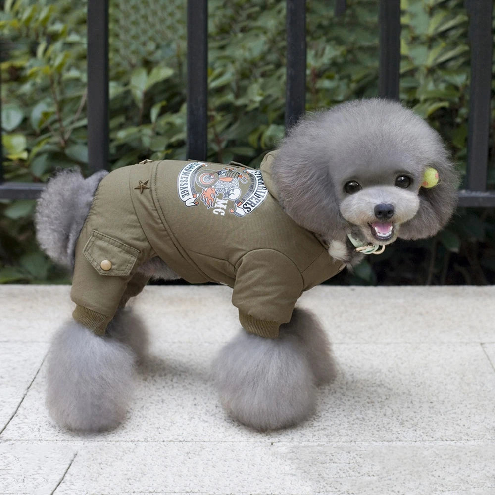 Luxury Hooded Winter Dog Snowsuit with Four-Leg Warm Protection