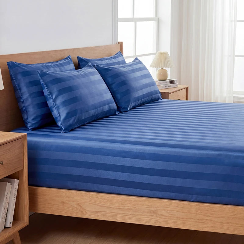 Luxury Satin Jacquard Fitted Sheet & Pillowcase Set