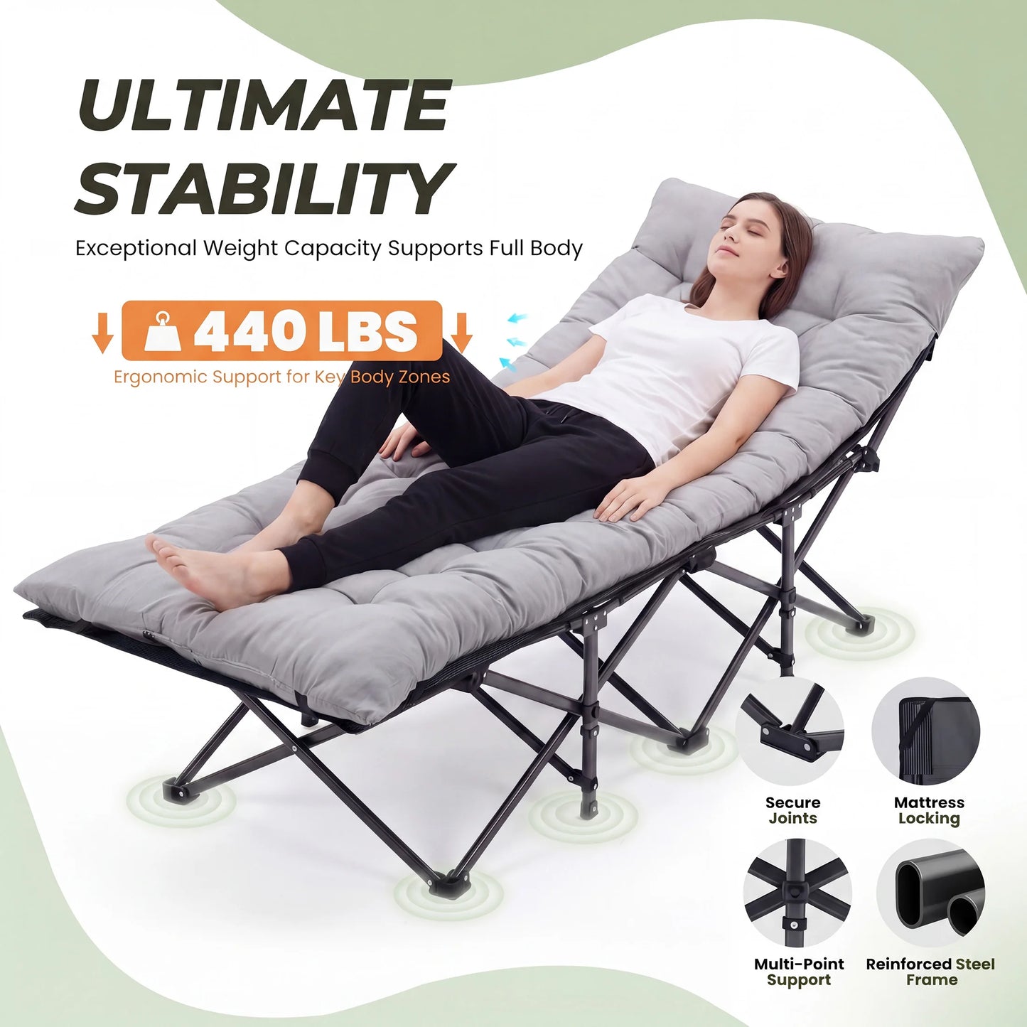 Portable Folding Camping Cot Bed.Heavy-Duty Outdoor Sleeping Cot for Camping, Travel & Relaxation