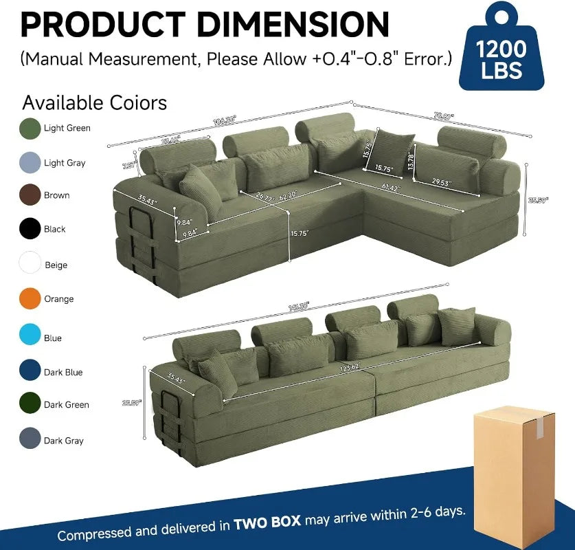 78.8-Inch Convertible Futon Sofa Bed with High Back