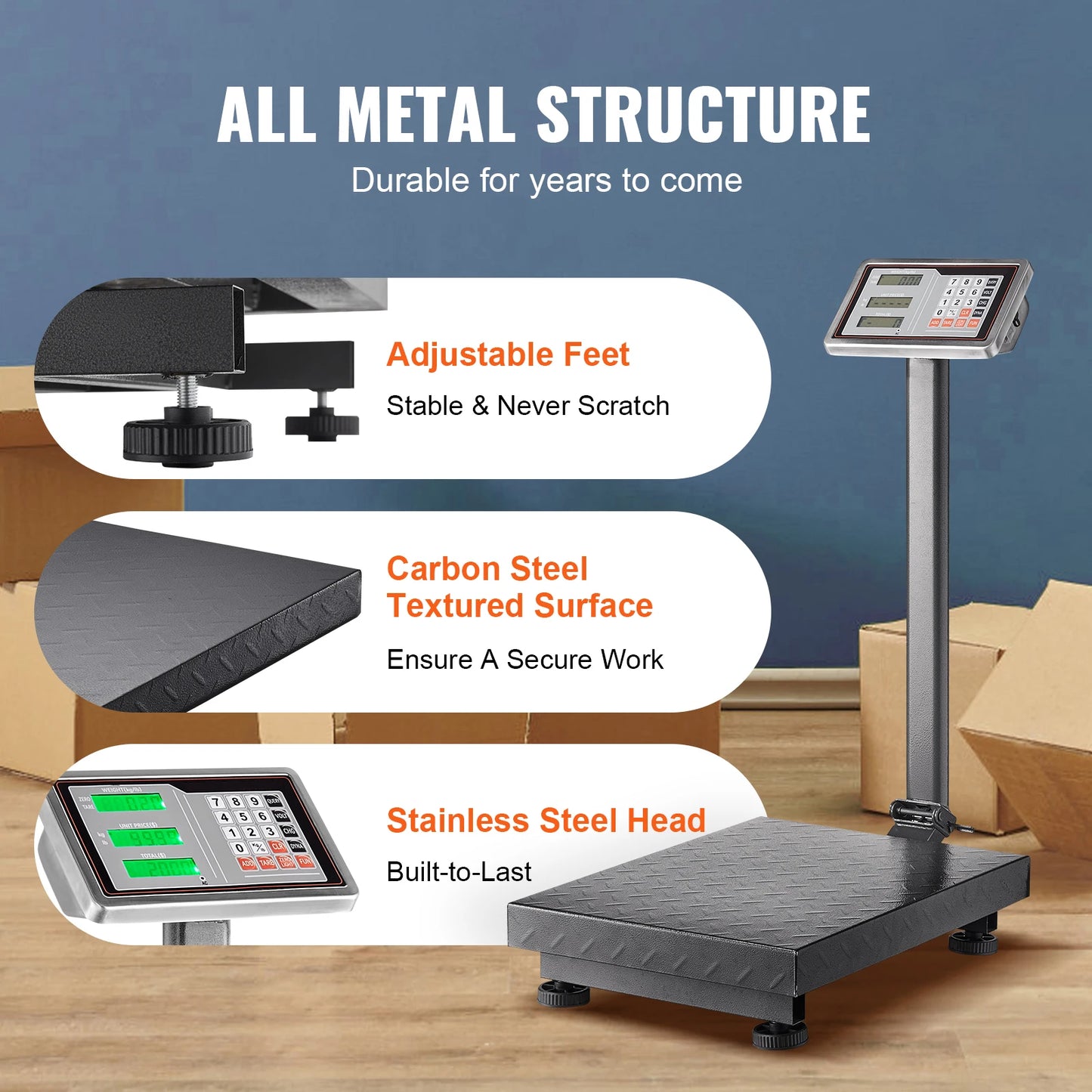 SucceBuy Computing Digital Platform Scale 660 lbs Load with LB/KG Tare Price Calculator Stainless Steel High-Definition Display