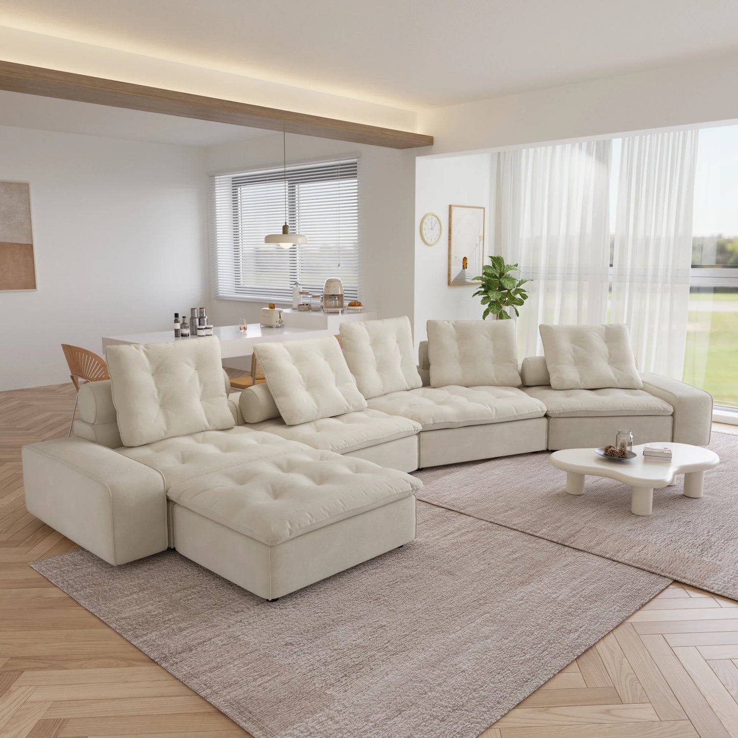 Down Filled Curved Cloud Sectional Sofa Oversized Couches Chaise Ottoman Stupendous Miami Sofa Adjustable Backrest