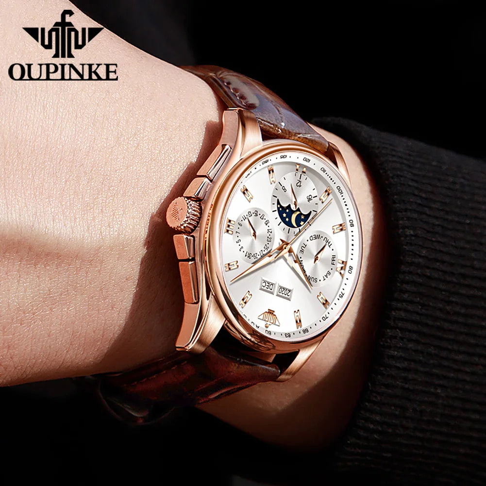 Men’s Automatic Mechanical Watch. Luxury Stainless Steel Skeleton Design