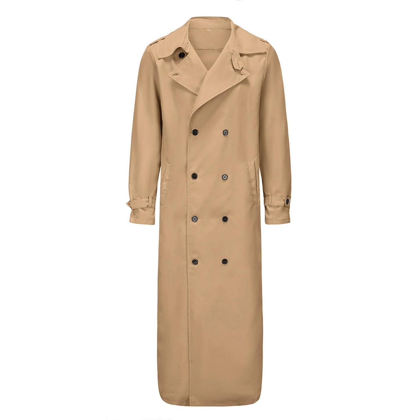 Men s Classic Wool Blend Trench Coat with Removable Belt and Notched Lapel Collar Warm Winter Overcoat Jacket