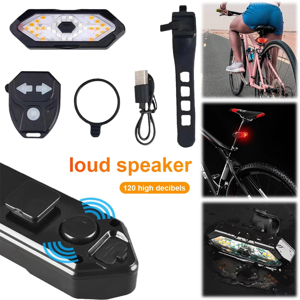 Remote Bicycle Rear Light IPX4 Waterproof Bike Turn Signal Lights 900mAh LED Bicycle Lamp Bike Wireless Remote Control Taillight