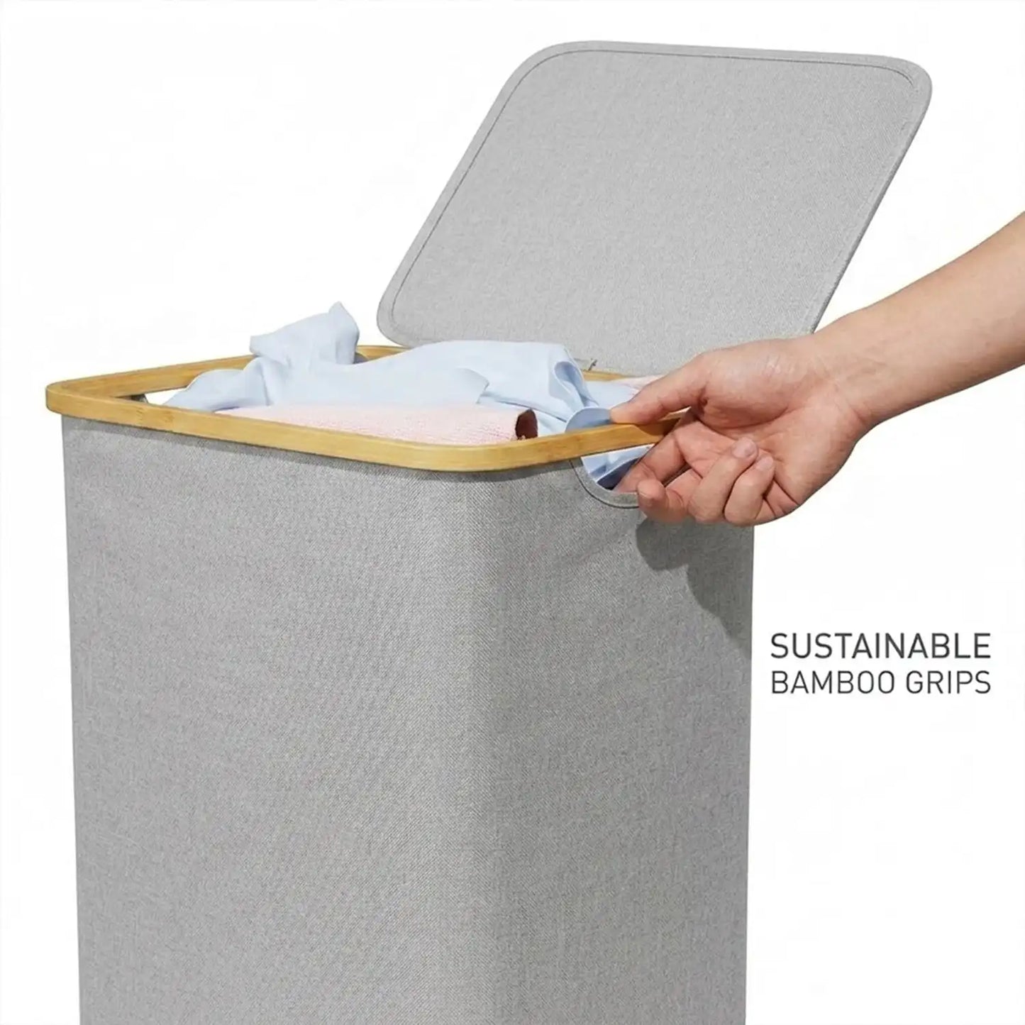 110L Large Capacity Laundry Hamper with Lid & Handles.  Collapsible Oxford Fabric Basket