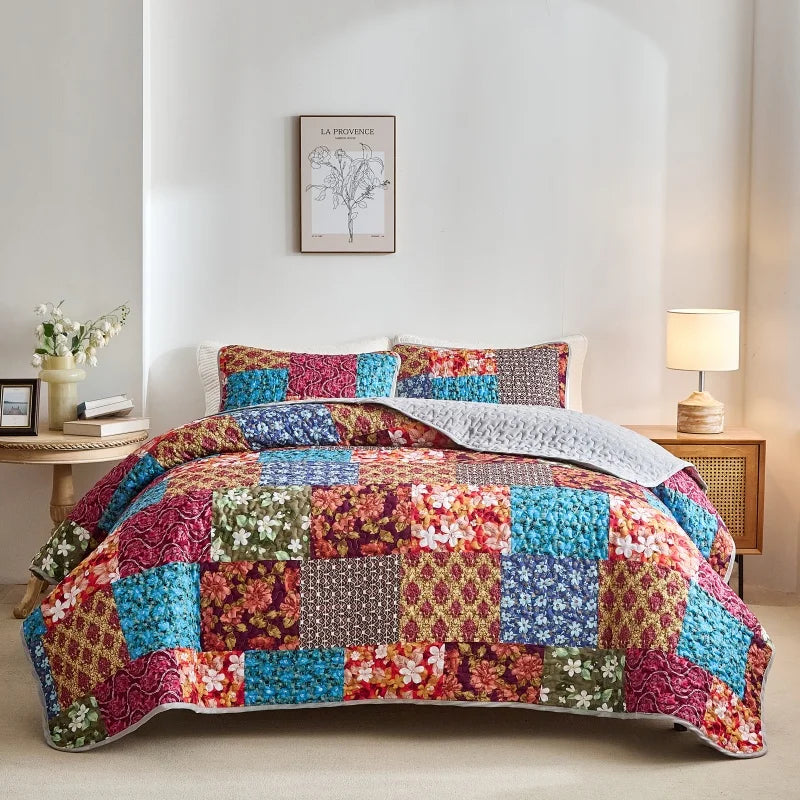 Colorful Quilted Bedspread | All-Season Coverlet Set