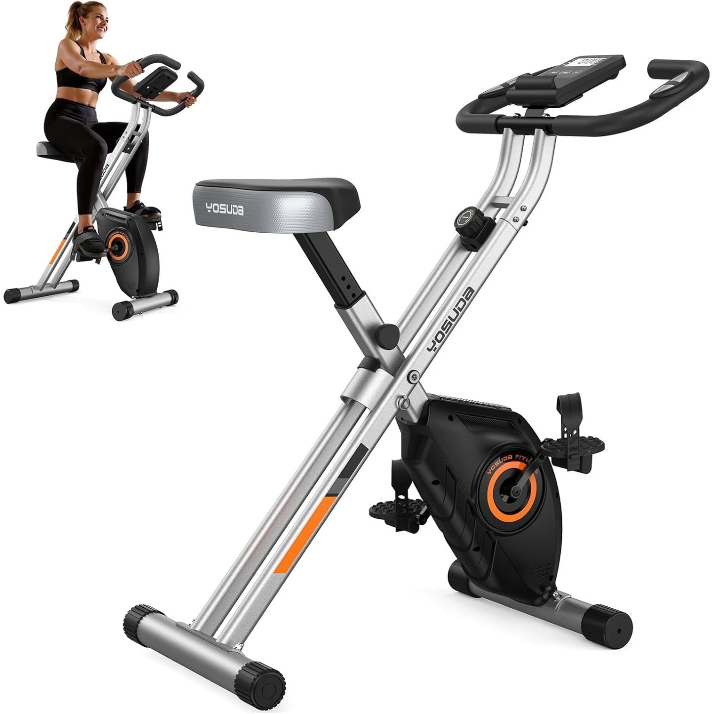 Foldable Exercise Bike for Home Cardio Workouts with Adjustable Resistance
