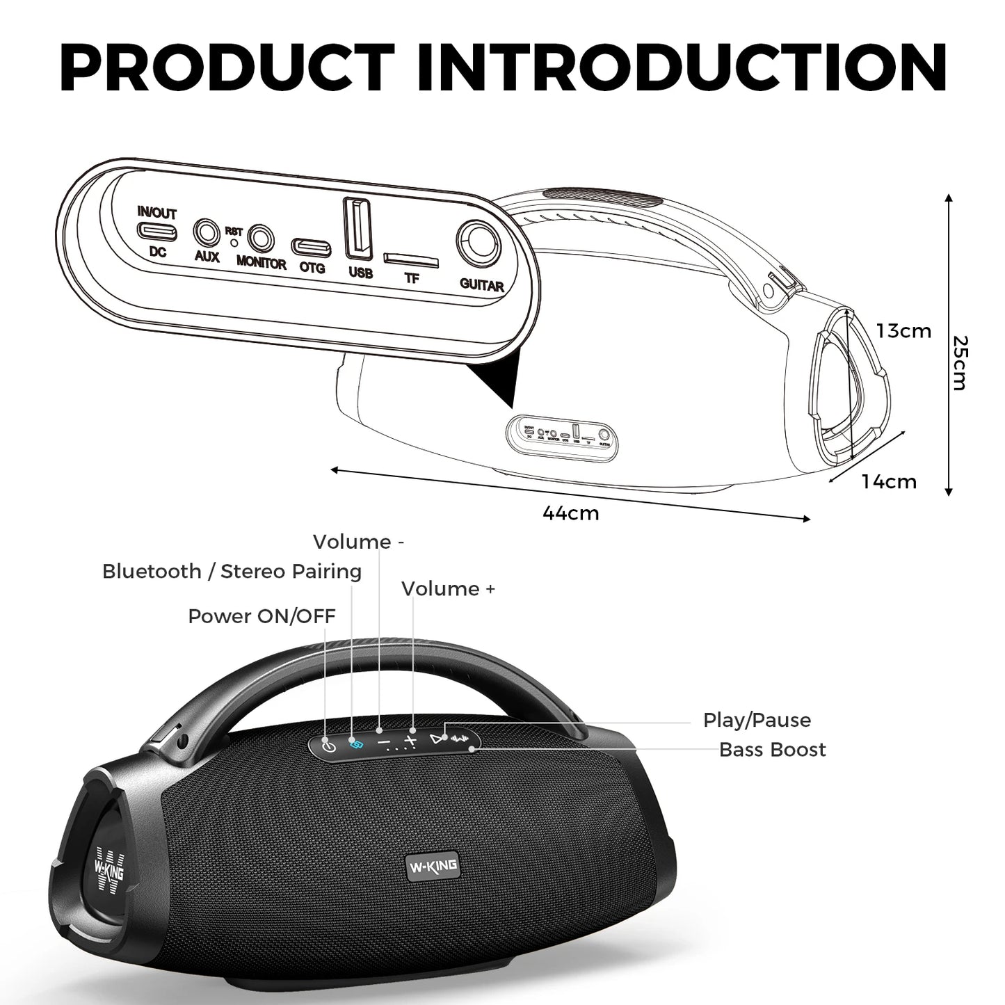 W-KING X20S 140W Bluetooth Speaker .Portable Waterproof Boombox with Deep Bass & Extended Battery Life