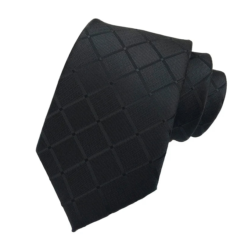 Luxury 8CM Men’s Black Striped Necktie | Classic Business & Formal Tie for Weddings, Office & Special Occasions
