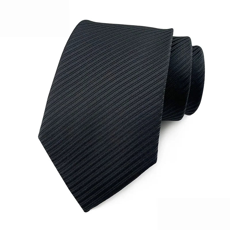 Luxury 8CM Men’s Black Striped Necktie | Classic Business & Formal Tie for Weddings, Office & Special Occasions