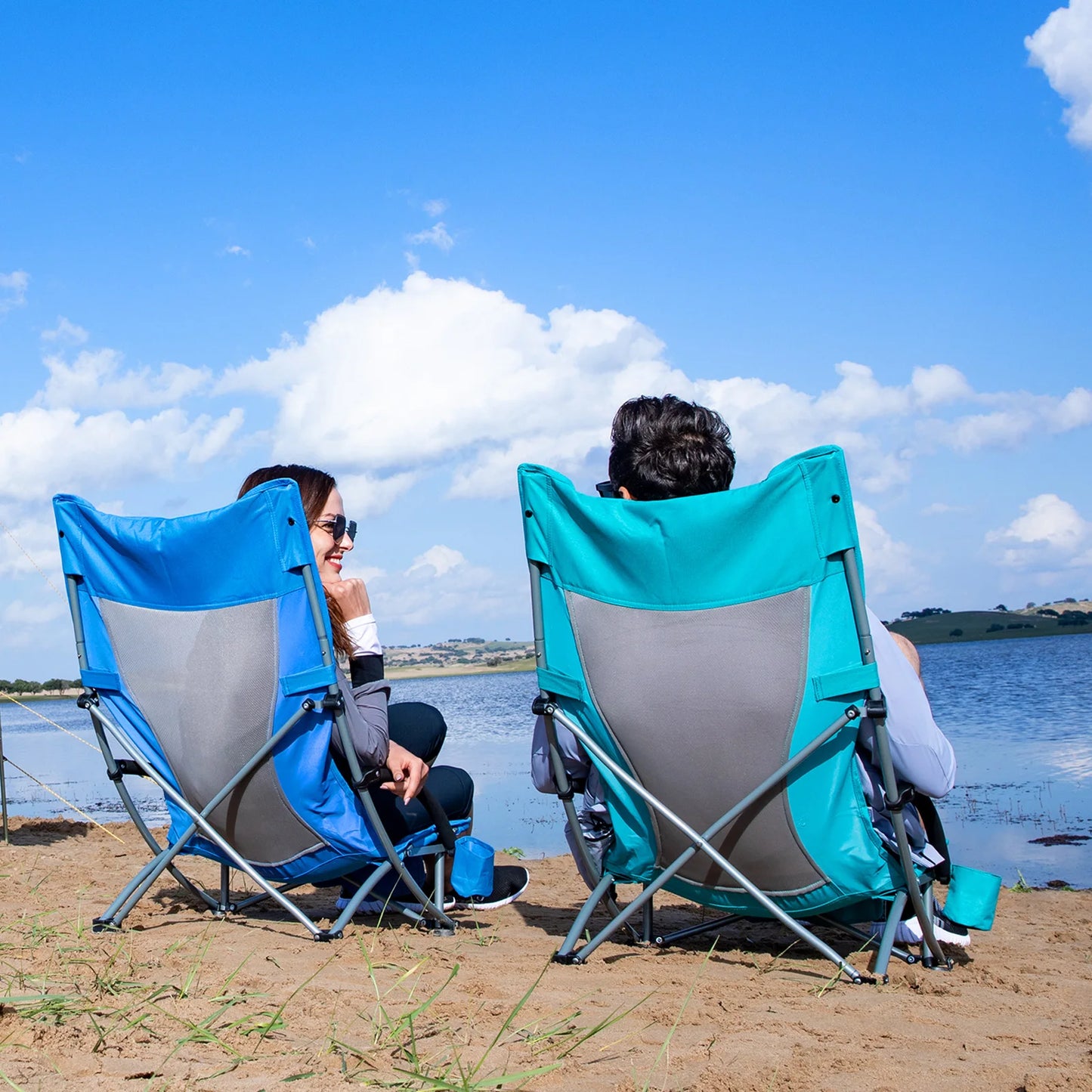KingCamp High Back Beach Chair With Cup Holder Armrests