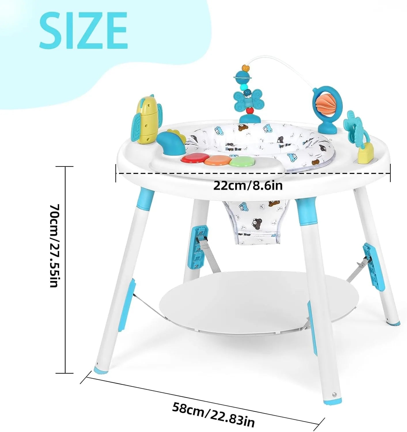 Interactive 3-in-1 Baby Activity Center, Jumper & Learning Table with 360° Rotating Seat
