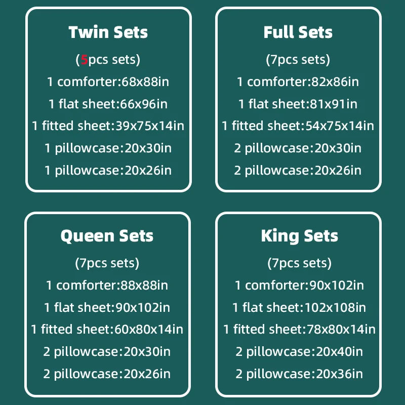 5–7 Piece Luxury Comfort Bedding Set .Twin, Full, Queen & King Sizes
