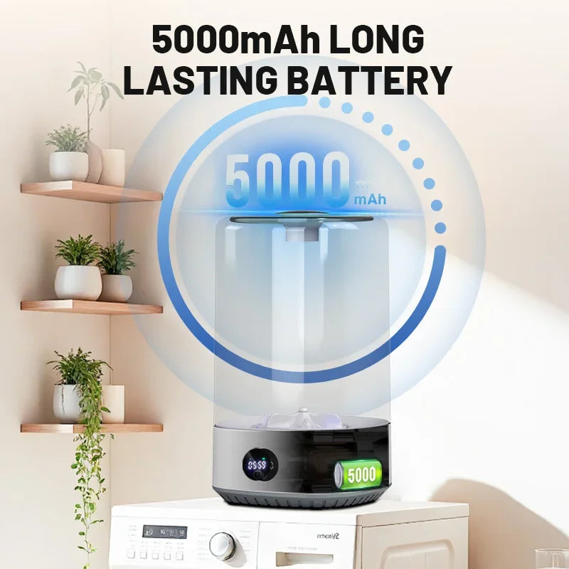 Travel Mini Washer - Cordless Rechargeable Underwear & Socks Washing Machine, Upgraded 6L Portable, Quiet Operation, Perfect For Camping, Dorm, RV & On-the-Go Use