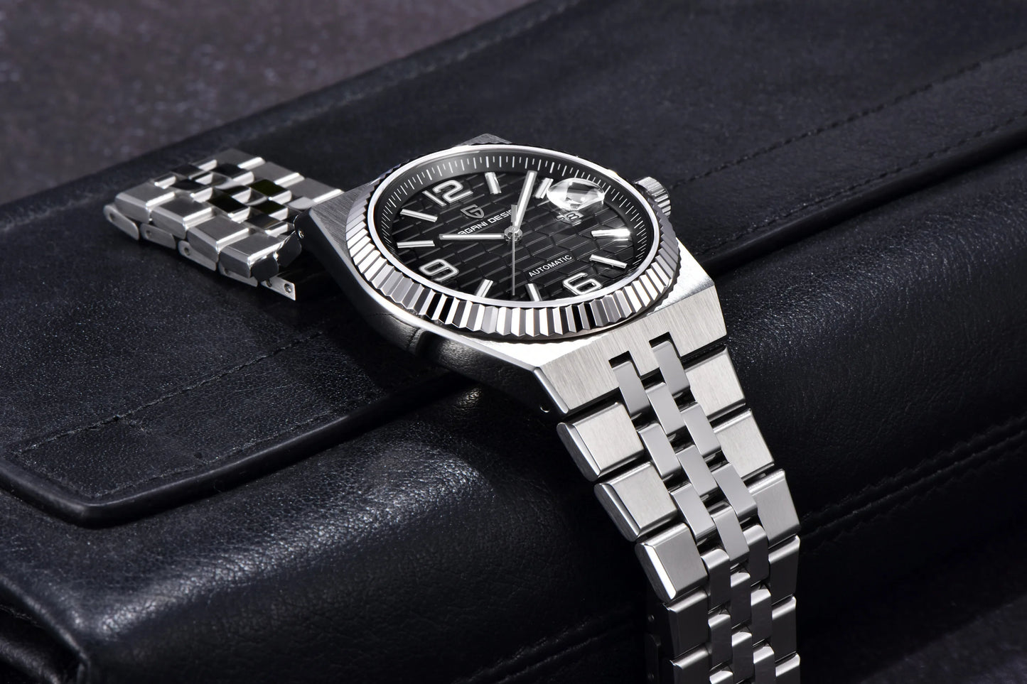 PAGANI DESIGN Men’s Automatic Luxury Watch,  Sapphire Crystal Stainless Steel Waterproof Mechanical Wristwatch with 3D Rhombus Dial