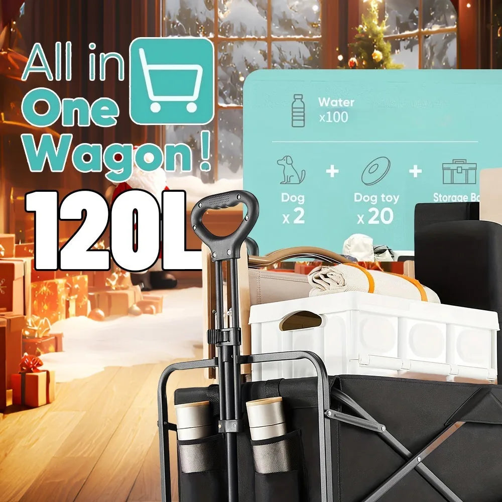 360 lb Heavy-Duty Folding Utility Wagon with Large Wheels
