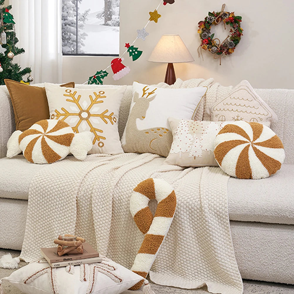 Christmas Plush Spiral Candy Shaped Pillow Festive Cushion