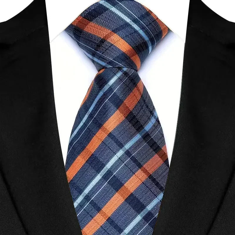 Luxury Men’s Plaid Business Necktie. Classic Checkered Jacquard Tie