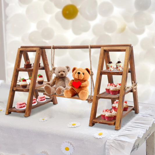 Wooden Dessert Display Stand Cake Stand 3 Tier Serving Tray Decorative Tiered Plate for Birthday Party Cupcake Decor