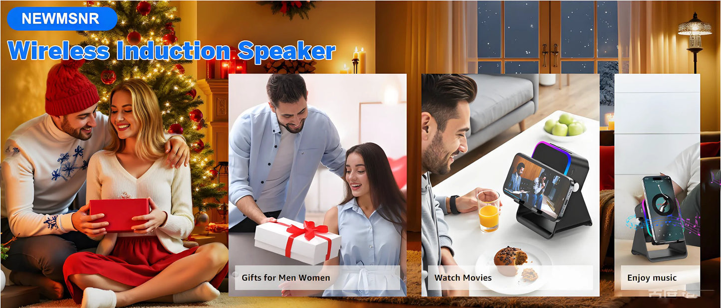 5-in-1 Wireless Charging Speaker Phone Stand with RGB Light and Bluetooth Audio