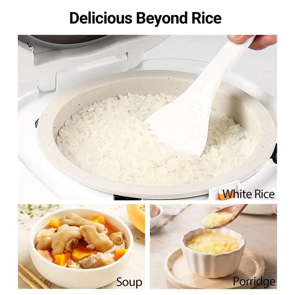 Ceramic Rice Cooker 3 Cups Uncooked 2L Microcomputer Temperature Control Nonstick Pot 24h Delay Start Soup Congee Brown Rice