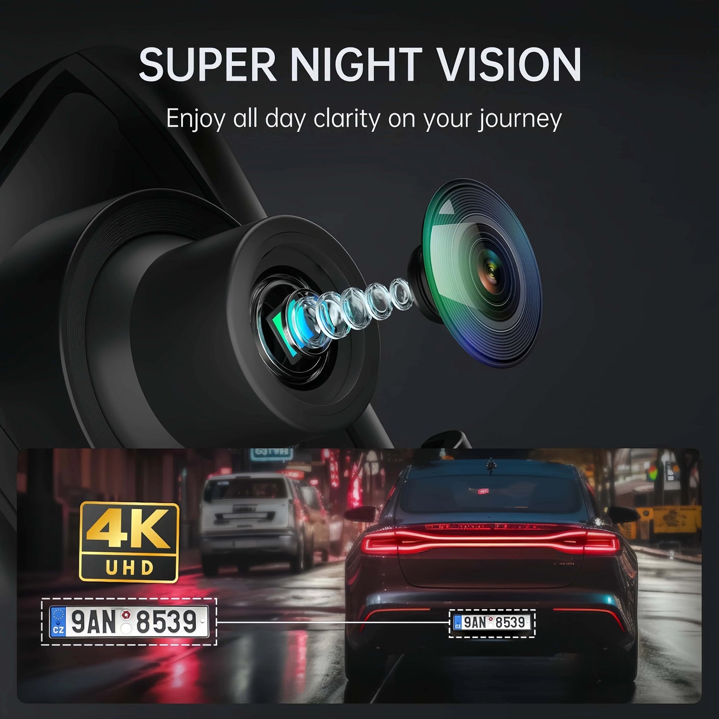4K Ultra HD Front & Rear Dash Cam with GPS, WiFi & Night Vision for Enhanced Driving Security