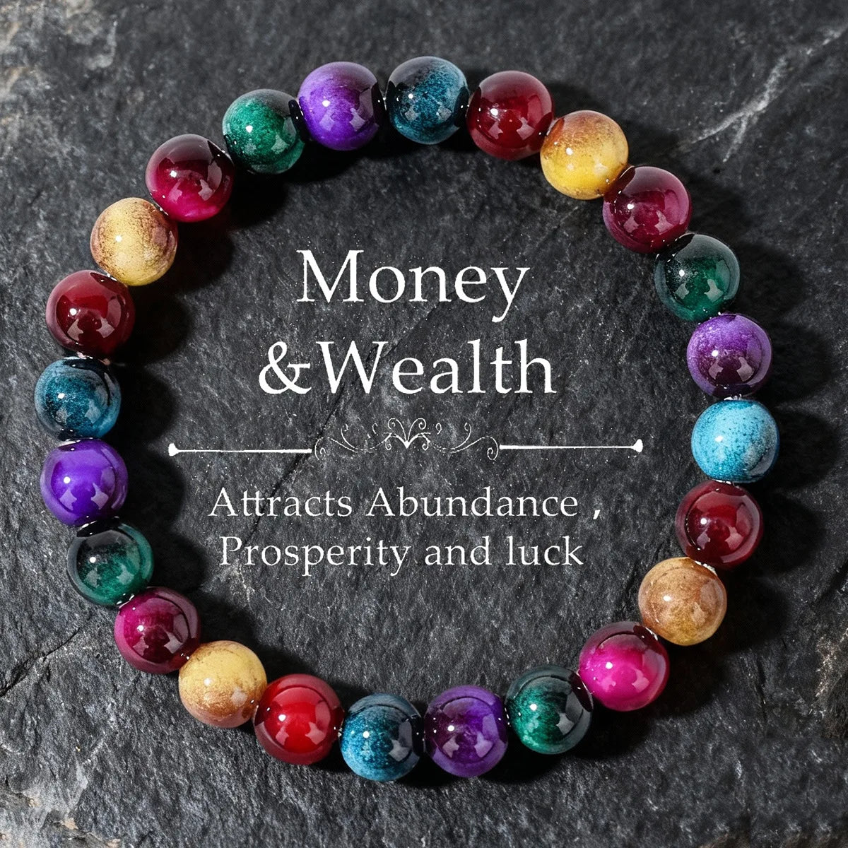 Multicolor Tiger’s Eye Style Beaded Bracelet