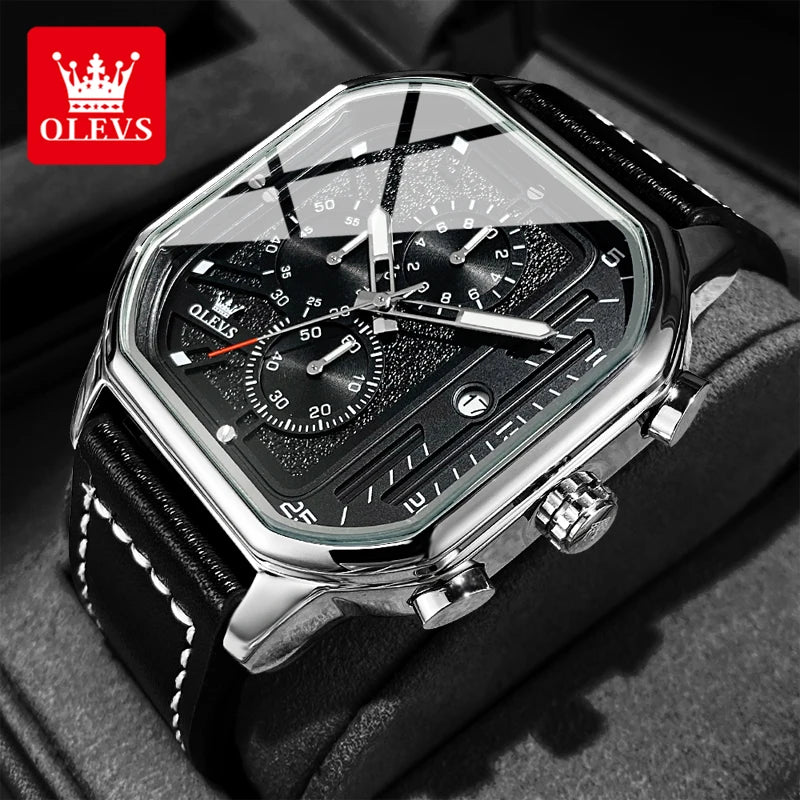 Men’s Square Sports Watch – Bold Black Dial & Modern Statement Design