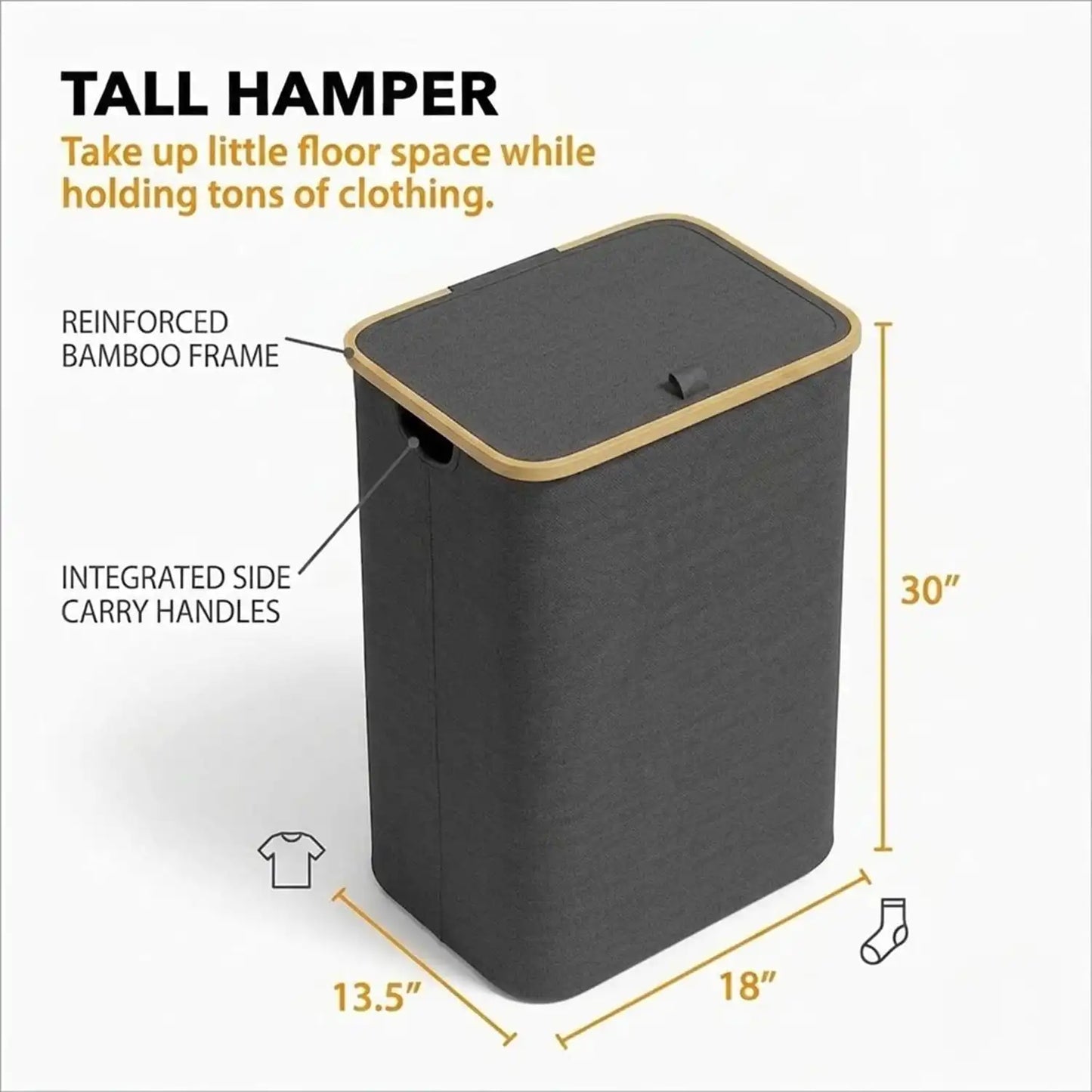 110L Large Capacity Laundry Hamper with Lid & Handles.  Collapsible Oxford Fabric Basket