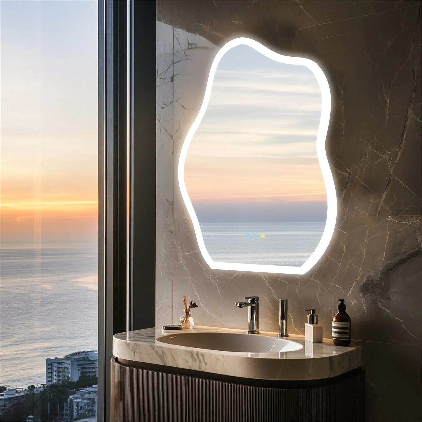 Cloud Shaped LED Bathroom Mirror with Lights - Anti-Fog, Dimmable 3 Color Temperatures (3000K-6000K), CRI90+ High Color