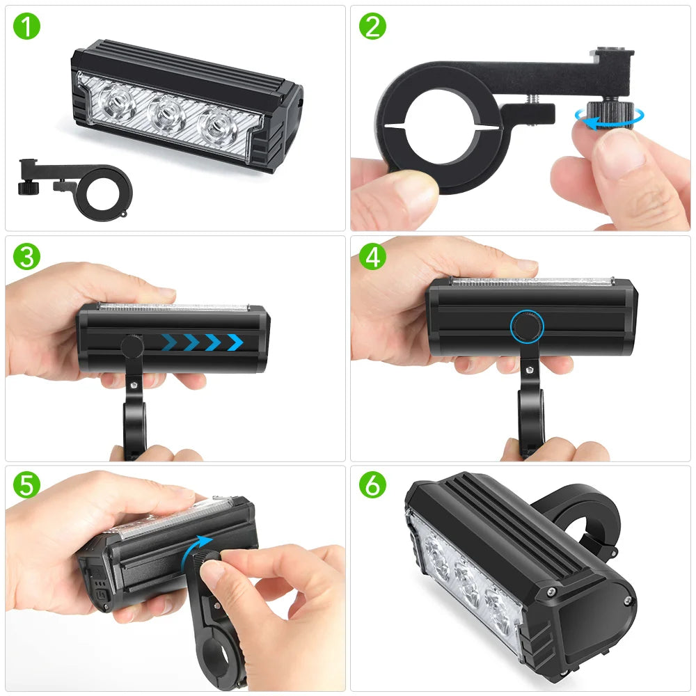 NEWBOLER Bicycle Light Front 3000Lumen Bike Light 3600mAh Waterproof Flashlight USB Charging MTB Road Cycling Lamp Accessories