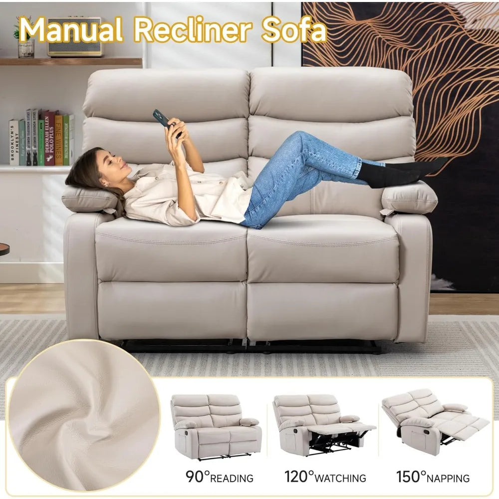 Reclining Loveseat Recliner Sofa Couch 2-Seater, Double Recliner, RV Recliner Chair for Camper, Living Room, Home Theater Seatin
