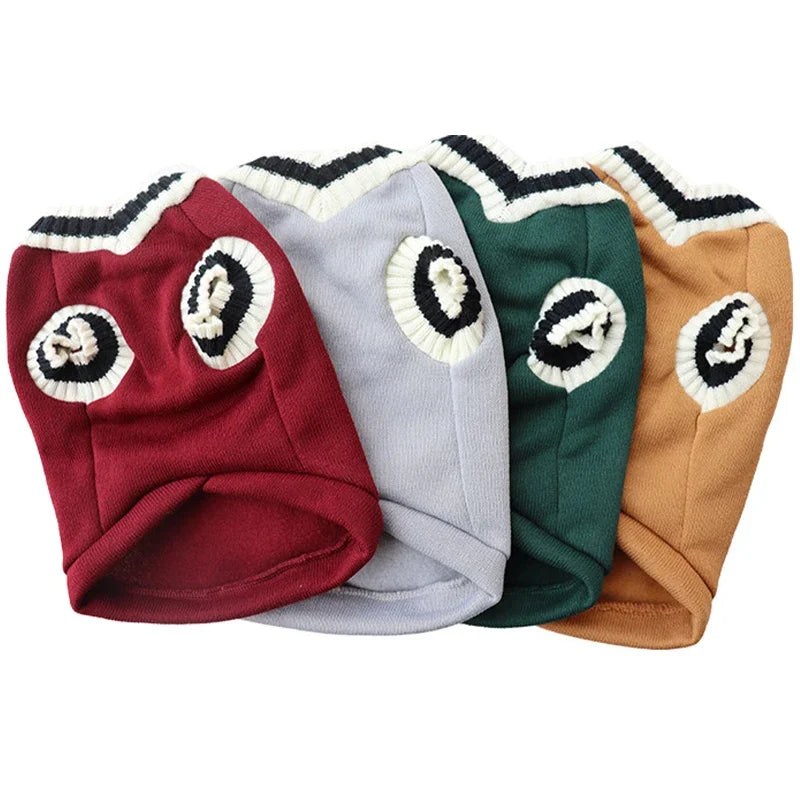 College Style Pet Dog Sweater. Warm Winter Outfit for Small & Medium Dogs